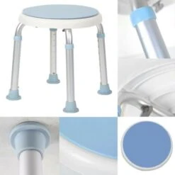 Aqrau Tabouret De Douche Pivotant à 360°,Tabouret De Douche Rond Hauteur Réglable, Pieds Antidérapants, Sûr Et Stable -Wenko || Grohe || HOMCOM Soldes 67264385 4