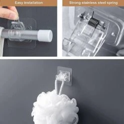 Lot De 4 Crochets Auto-adhésifs Pour Tringle à Rideau, Clip De Support Pour Crochet De Rideau De Salle De Bain De Cuisine (transparent)-BDD -Wenko || Grohe || HOMCOM Soldes 67579765 3