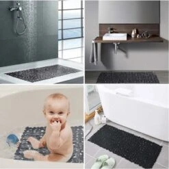 GP Tapis De Douche Antiderapant, Tapis De Douche Rectangle Antidérapant Pebbles, Avec Ventouses Antiderapant Tapis,Tapis De Bain Ou De Douche Antifongique 88X40cm(Noir) -Wenko || Grohe || HOMCOM Soldes 69013642 4