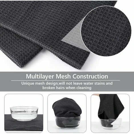 Lot De 4 Torchons Kitchen 40 X 40cm Gris 4 Lot De 4 Torchons Kitchen 40 X 40cm Gris – Image 2