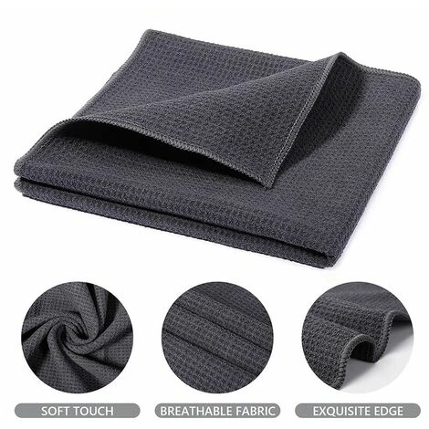 Lot De 4 Torchons Kitchen 40 X 40cm Gris 6 Lot De 4 Torchons Kitchen 40 X 40cm Gris – Image 4