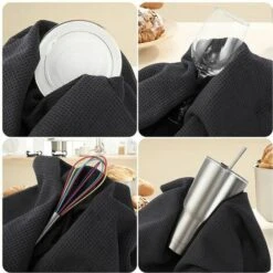 Lot De 4 Torchons Kitchen 40 X 40cm Gris 11 Lot De 4 Torchons Kitchen 40 X 40cm Gris -Wenko || Grohe || HOMCOM Soldes 69125212 5