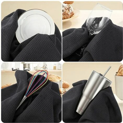 Lot De 4 Torchons Kitchen 40 X 40cm Gris 7 Lot De 4 Torchons Kitchen 40 X 40cm Gris – Image 5