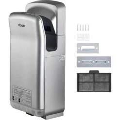 VEVOR Sèche-Mains Automatique à Air Pulsé 2000W ABS Grande Vitesse HEPA Argent