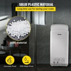 VEVOR Seche-Mains Automatique 2000W Seche Main Air Pulse Electrique Commercial ABS Super Puissant Filtration HEPA 43°C Moteur A Balais Carbone Pour Secher Sechage Mains Toilettes 290x220x685 Mm Blanc -Wenko || Grohe || HOMCOM Soldes 69342600 5