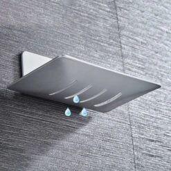Héloise Porte-Savon Mural, Porte-Savon Adhésif De Douche, Métal Boite A Savon Etagere Sans Perçage Pour Salle De Bain, Cuisine Porte Eponge Argent -Wenko || Grohe || HOMCOM Soldes 69597241 4