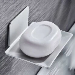 Héloise Porte-Savon Mural, Porte-Savon Adhésif De Douche, Métal Boite A Savon Etagere Sans Perçage Pour Salle De Bain, Cuisine Porte Eponge Argent -Wenko || Grohe || HOMCOM Soldes 69597241 5