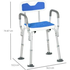 HOMCOM Chaise De Douche Siège De Douche Ergonomique Hauteur Réglable Pieds Antidérapants Charge Max. 136 Kg Alu HDPE Blanc Bleu 8 HOMCOM Chaise De Douche Siège De Douche Ergonomique Hauteur Réglable Pieds Antidérapants Charge Max. 136 Kg Alu HDPE Blanc Bleu -Wenko || Grohe || HOMCOM Soldes 70300250 3