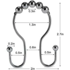 Lot De 12 Crochets De Rideau De Douche En Acier Inoxydable Antirouille Avec Double Crochet Coulissant Anti-chute Pour Rideau De Douche De Salle De Bain (chromé) -Wenko || Grohe || HOMCOM Soldes 70394497 3