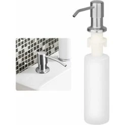 Distributeur Savon Liquide Encastrable Avec Bouteille 300ML, Distributeur Savon De Mousse Evier, Distributeur Liquide Vaisselle Cuisine, Distributeur De Détergent En Acier Inoxydable Pour Bains——Oi-FR