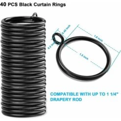 40 Anneaux De Rideaux Noirs Avec œillets Pour Tringles à Rideaux (anneaux De Rideaux De 1,5 "(environ 3,8 Cm)) 10 40 Anneaux De Rideaux Noirs Avec œillets Pour Tringles à Rideaux (anneaux De Rideaux De 1,5 "(environ 3,8 Cm)) -Wenko || Grohe || HOMCOM Soldes 71066267 4
