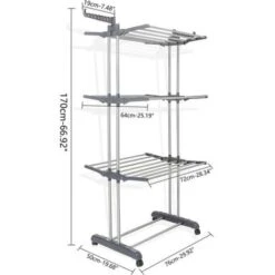 KotiCidsin Séchoir à Linge étendoir Pliable Ailes Latérales Sur 3 Niveaux -Wenko || Grohe || HOMCOM Soldes 71094625 3