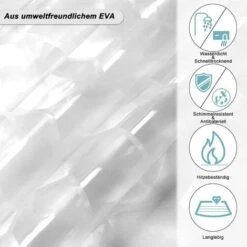 WOLTU Rideau De Douche Avec Aimant En Bas. Imperméable Anti-moisissure Avec Motif 3D Et Crochets. 180x180cm Semi-Transparent -Wenko || Grohe || HOMCOM Soldes 71109153 3