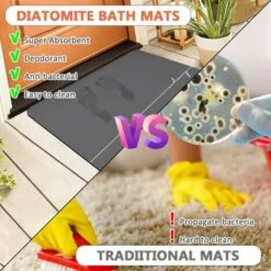 Tapis De Bain, Tapis Salle De Bain Antidérapant, Tapis De Douche Absorbant Lavable Tapis De Bain Diatomite Pour La Baignoire, La Cuisine, Salon Et La Salle De Bain 60x40cm (Style B) -Wenko || Grohe || HOMCOM Soldes 71327974 4