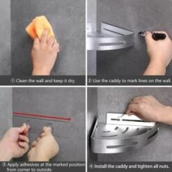 Tablette De Salle De Bain Support De Douche D'angle Argent 31 X 22,5 X 5 Cm FUIENKO -Wenko || Grohe || HOMCOM Soldes 71484132 4