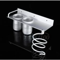 Support De Sèche-cheveux,Porte Sèche-Cheveux Porte Serviette Salle De Bain Support à Sèche-cheveux Support à Peigne Support Brosse à Dent Argent -Wenko || Grohe || HOMCOM Soldes 71484135 3