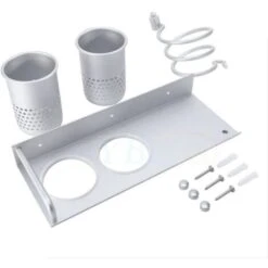 Support De Sèche-cheveux,Porte Sèche-Cheveux Porte Serviette Salle De Bain Support à Sèche-cheveux Support à Peigne Support Brosse à Dent Argent -Wenko || Grohe || HOMCOM Soldes 71484135 4
