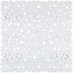 Tapis De Douche Antidérapant Modèle Galets En PVC Blanc 52x52 Cm
