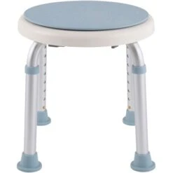 SWANEW Siège De Douche Réglable En Hauteur Tabouret De Douche Ergonomique Pieds Antidérapants Charge Alu Blanc Max. 136 Kg