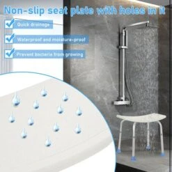 SWANEW Tabouret De Salle De Bain Chaise De Douche Réglable En Hauteur Tabouret De Douche Jusqu'à 150 Kg -Wenko || Grohe || HOMCOM Soldes 71918700 4