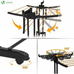 Sechoir A Linge Etendoir Pliable 3 Niveaux Style Bois Noir -Wenko || Grohe || HOMCOM Soldes 72050628 3