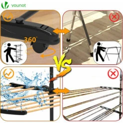 Sechoir A Linge Etendoir Pliable 3 Niveaux Style Bois Noir -Wenko || Grohe || HOMCOM Soldes 72050628 5