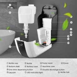 1000ml Pulvérisateur D'alcool Mural, Distributeur De Désinfection D'alcool De Désinfectant Pour Les Mains, Distributeur Savon Mural Pour Colonne Pour Le Restaurant, L'école -Wenko || Grohe || HOMCOM Soldes 75394597 4