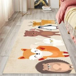 SEENLIN Tapis De Jeu Bébé Tapis Enfant Chambre Lavable Antidérapant 80x160cm - Renard