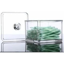 Organisateur Empilable Carré Support De Boule De Coton Acrylique Support Salle De Bain Tampon Tampon Distributeur -Wenko || Grohe || HOMCOM Soldes 75667717 3