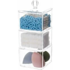 Organisateur Empilable Carré Support De Boule De Coton Acrylique Support Salle De Bain Tampon Tampon Distributeur -Wenko || Grohe || HOMCOM Soldes 75667717 5