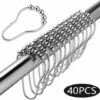 Anneaux Douche Crochets,Anneaux De Douche En Acier Inoxydable,Crochets De Rideau De Douche Avec SystèMe De Glissement,pour Tringle De Douche Baignoire Lot De 40 -Wenko || Grohe || HOMCOM Soldes 76327599 1