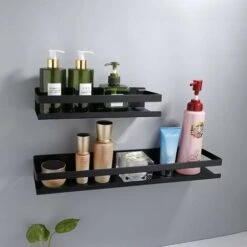 Étagère Murale Pour Salle De Bain - 20-40 Cm - Moderne - Noir Mat - Pour Salle De Bain, Cuisine, Douche - 40 Cm -Wenko || Grohe || HOMCOM Soldes 76487063 3