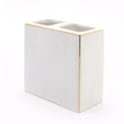 Porte Brosses à Dents Baki Blanc Dore