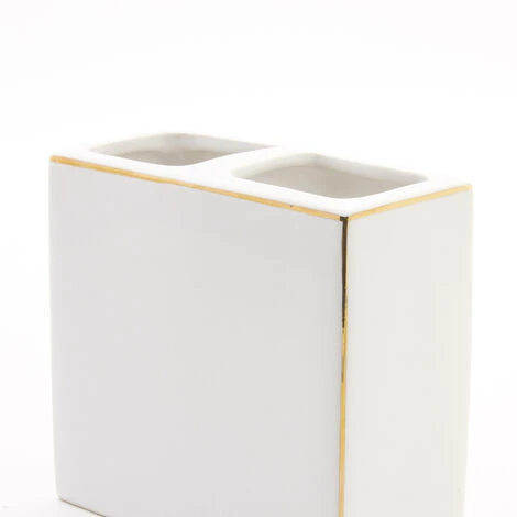 Porte Brosses à Dents Baki Blanc Dore 4 Porte Brosses à Dents Baki Blanc Dore – Image 2