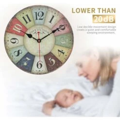 Horloge Murale Vintage Rétro - Horloge Industrielle Design Silencieuse Pendule Murale Bois Moderne Pour La Chambre Cuisine Salle De Bain Bureau Hôtel Argenté -Wenko || Grohe || HOMCOM Soldes 76978531 4