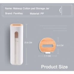 Distributeur De Tampons De Coton, Support De Tampons Démaquillants, Boîte De Rangement En Plastique De Coton De Démaquillant De Couvercle En Bois Fixé Au Mur De Salle De Bains Sans Trace -Wenko || Grohe || HOMCOM Soldes 77249558 5