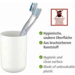 2PCS Gobelet Salle De Bain, Porte Brosse à Dent, Blanc -Wenko || Grohe || HOMCOM Soldes 77342874 3