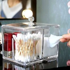 Boîte De Coton-tige Porte-coton-tige Étui Organisateur De Maquillage -Wenko || Grohe || HOMCOM Soldes 77342883 3