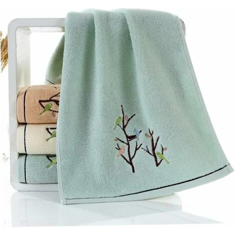 Lot De 2 Essuie-mains En Coton Motif Arbre à Oiseaux Serviette Douce Très Absorbante Pour Salle De Bain 34 X 75 Cm 4 Lot De 2 Essuie-mains En Coton Motif Arbre à Oiseaux Serviette Douce Très Absorbante Pour Salle De Bain 34 X 75 Cm – Image 2