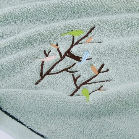 Lot De 2 Essuie-mains En Coton Motif Arbre à Oiseaux Serviette Douce Très Absorbante Pour Salle De Bain 34 X 75 Cm 6 Lot De 2 Essuie-mains En Coton Motif Arbre à Oiseaux Serviette Douce Très Absorbante Pour Salle De Bain 34 X 75 Cm – Image 4