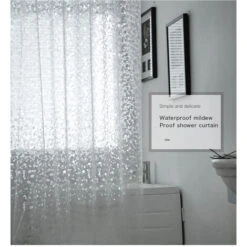 Rideau De Douche Translucide 3D Rideau De Bain étanche EVA Rideaux De Bain Motif De Pavés Modernes Rideau De Salle De Bains -Wenko || Grohe || HOMCOM Soldes 77809402 3