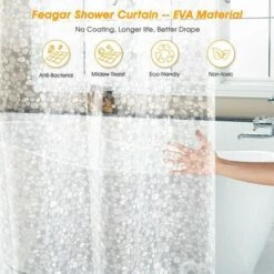 Rideau De Douche Translucide 3D Rideau De Bain étanche EVA Rideaux De Bain Motif De Pavés Modernes Rideau De Salle De Bains -Wenko || Grohe || HOMCOM Soldes 77809402 5
