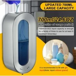 Blue Dream Distributeur De Savon Automatique 700ML Avec Capteur Distributeur Savon Sans Contact Mural Distributeur Désinfectant -Wenko || Grohe || HOMCOM Soldes 77877882 4