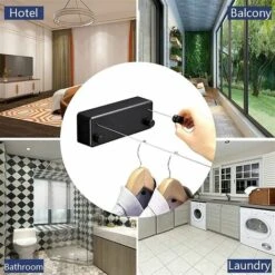 Corde à Linge Rétractable Exterieur 2 Fils Corde A Linge Retractable Interieur Réglable Corde Seche Linge Retractable Fil Etendoir Retractable 4.2m Fil A Linge Retrable (Noir) -Wenko || Grohe || HOMCOM Soldes 78176529 5