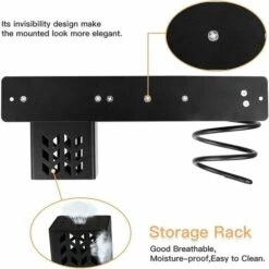 Sèche-Cheveux Salle De Bain Rangement Porte Accessoires Support Organisateur Ensemble Et Lisseur Accessoire Mural Professionnel En Aluminium Pour,D'étagère Avec Trous Pour Argenté Noir -Wenko || Grohe || HOMCOM Soldes 78190153 3