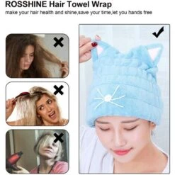 2 Bonnet Cheveux Sec Serviette De Sèche-Cheveux Pour Femmes Bonnet De Bain à Séchage Rapide Serviette Microfibre Cheveux Avec Oreilles De Chat Serviette Pour Cheveux En Polaire Corail Super Absorbante -Wenko || Grohe || HOMCOM Soldes 78535002 5