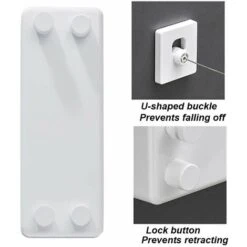 Ligne à Linge Rétractable, Intérieur Et Extérieur, Tenture Murale Extensible, Ligne à Linge, Balcon Rétractable, Ligne Invisible,états-unis -Wenko || Grohe || HOMCOM Soldes 78767297 3