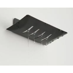 Porte-savon Mural, Porte-savon De Douche Auto-adhésif Et Mural En Acier Inoxydable Avec Protecteur De Savon, Plateau Porte-savon, Porte-savon Sans Perçage Pour Douche Cuisine Salle De Bain, Noir -Wenko || Grohe || HOMCOM Soldes 78947017 3