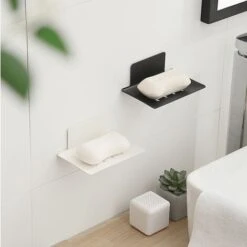 Porte-savon Mural, Porte-savon De Douche Auto-adhésif Et Mural En Acier Inoxydable Avec Protecteur De Savon, Plateau Porte-savon, Porte-savon Sans Perçage Pour Douche Cuisine Salle De Bain, Noir -Wenko || Grohe || HOMCOM Soldes 78947017 4