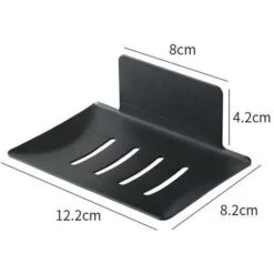 Porte-savon Mural, Porte-savon De Douche Auto-adhésif Et Mural En Acier Inoxydable Avec Protecteur De Savon, Plateau Porte-savon, Porte-savon Sans Perçage Pour Douche Cuisine Salle De Bain, Noir -Wenko || Grohe || HOMCOM Soldes 78947017 5